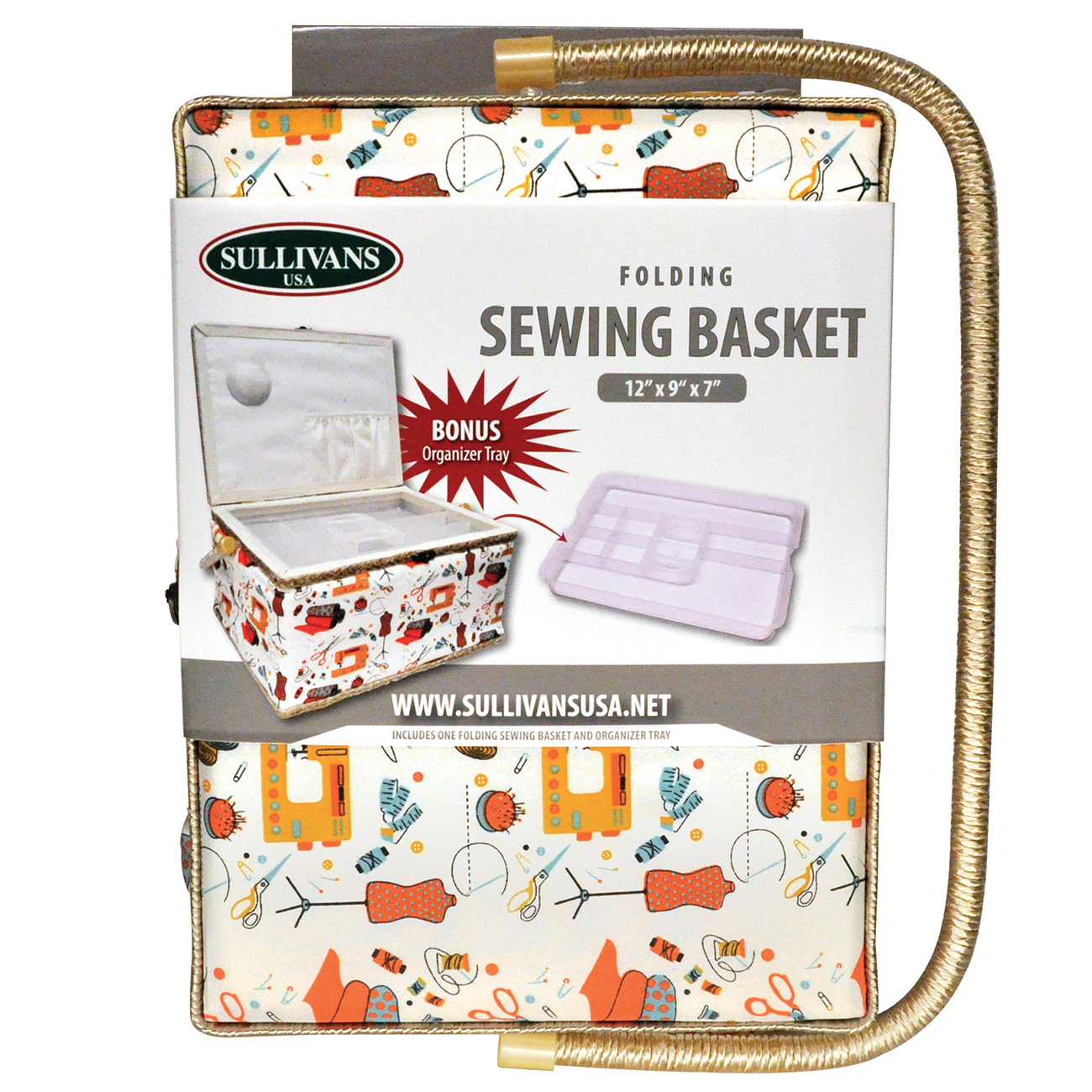 Folding Sewing Basket - Sullivans USA