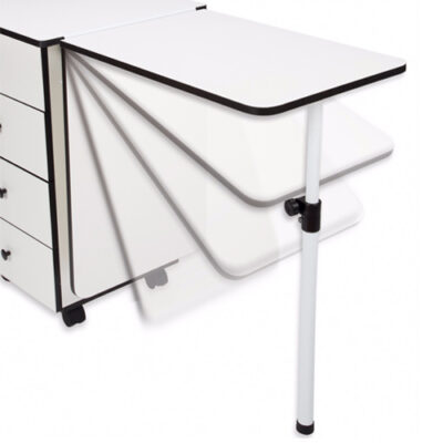 Rollaway II Compact Portable Folding Sewing Table, Silver/White